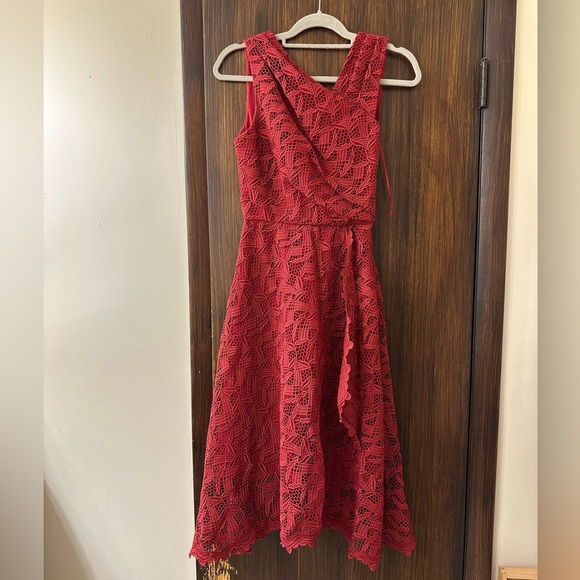 REISS Rayna Wrap Front Lace Dress - Picture 7 of 11